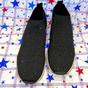 ZARA Black Shiny Fabric Sneakers Size 40